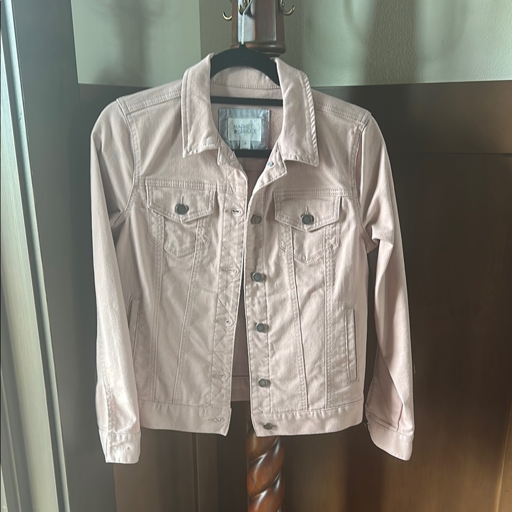 Light Pink Denim Jacket - Classic Button Front